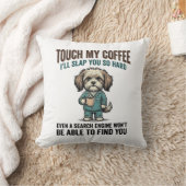 Coussin Chien Drôle Café Avertissement Dessin de Gravure V (Couverture)