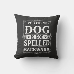 Coussin Chien Drôle Dieu Écrit à l'Envers