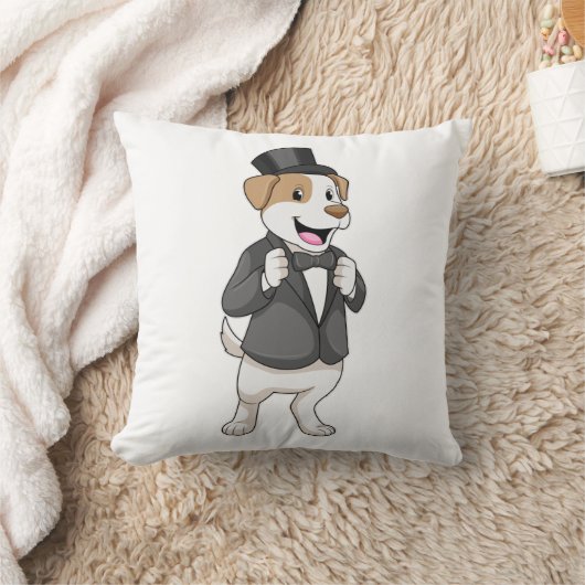 Coussin Chien en chambre avec ruban (Couverture)