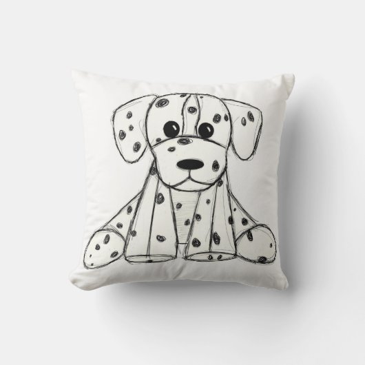 Coussin Chien en dalmate dessin simple noir (Recto)