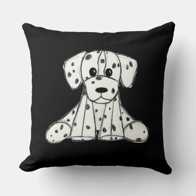 Coussin Chien en dalmate dessin simple noir (Recto)