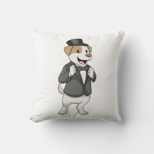 Coussin Chien en marié avec ruban