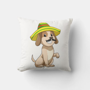Coussin Chien en Mexicain avec chapeau de paille