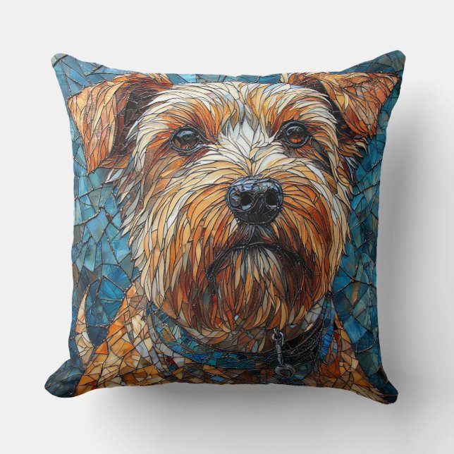 Coussin Chien en mosaïque colorée (Recto)