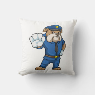 Coussin Chien en policier avec uniforme