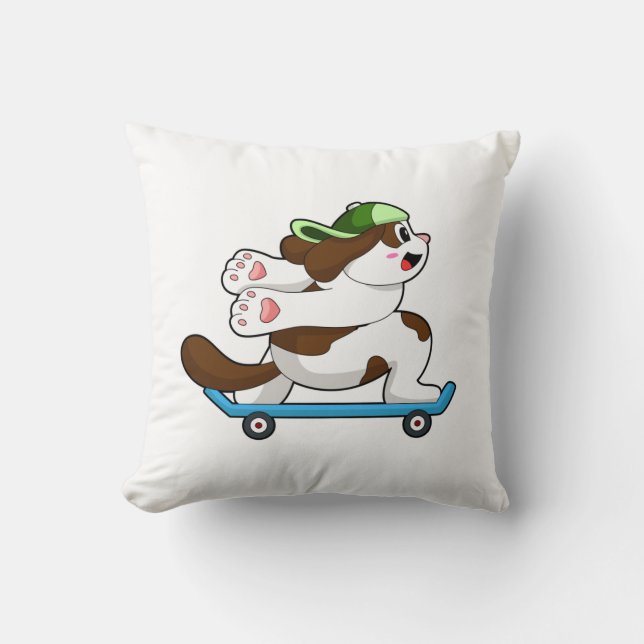 Coussin Chien en Skate avec Skateboard (Recto)
