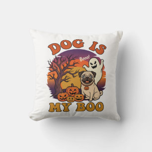 Coussin Chien est Boo Halloween Pug Fantôme Citrouilles_1