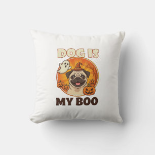 Coussin Chien Est Boo Pug Halloween Fantôme Citrouille