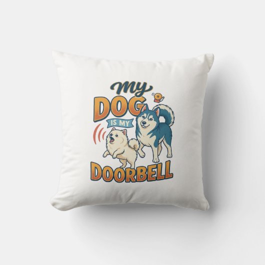 Coussin Chien Est Sonnette Aboie Blanc Bleu_1 (Recto)