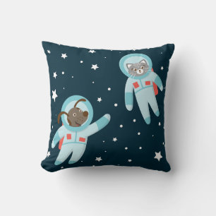 Coussin Chien et chat astronautes