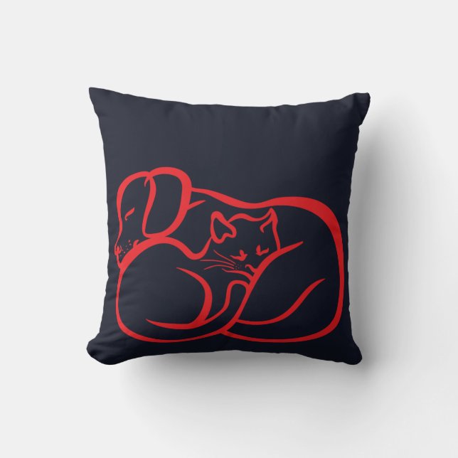 Coussin Chien et chat - cousion d'amitié par Craftiespot (Recto)