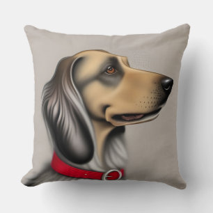 Coussin Chien gracieux avec un collier rouge posé de côté