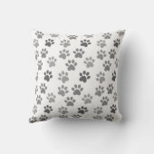 Coussin Chien gris & pattes de chat sur fond blanc (Verso)