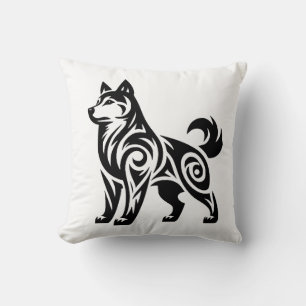 Coussin Chien Husky Tribal Puissant Mystique