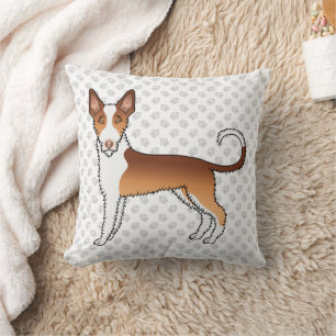 Coussin Chien Ibizan Hound à poil dur rouge et blanc & pat