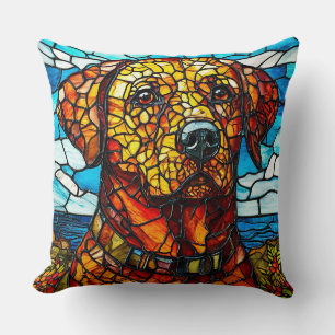Coussin Chien labrador en verre coloré