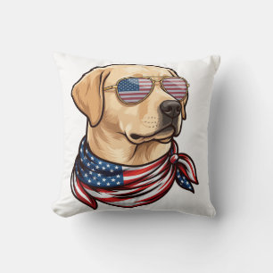 Coussin Chien Lunettes de soleil Bandana Drapeau Usa