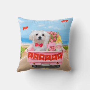 Coussin Chien maltais Saint Valentin Camion