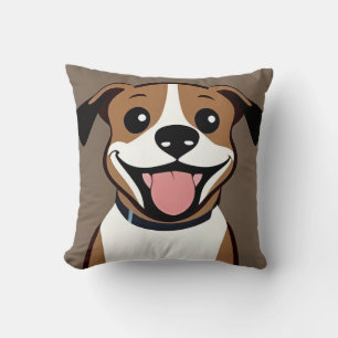 Coussin Chien marron heureux de chiot 