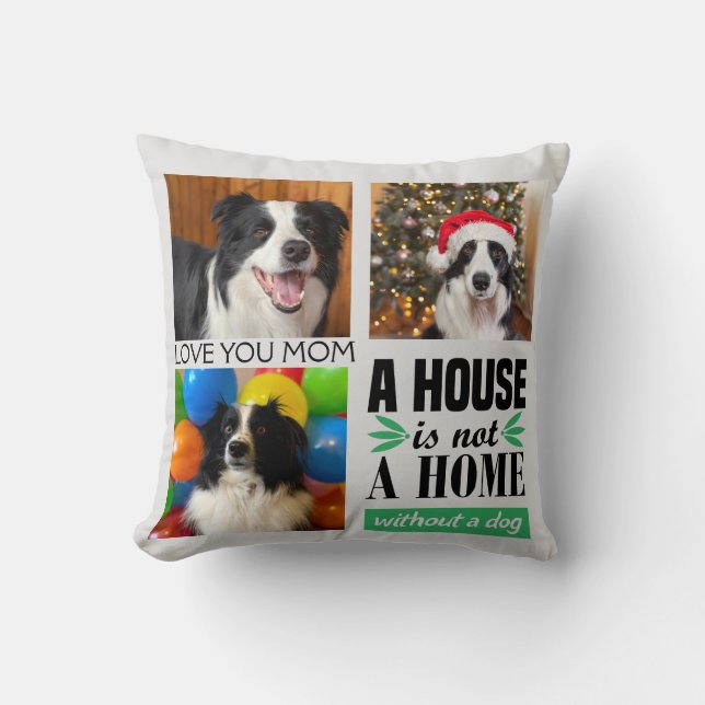 Coussin Chien mère trois photo personnalisée collage & cu  (Recto)