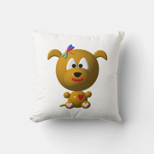 Coussin Chien mignon avec libellule