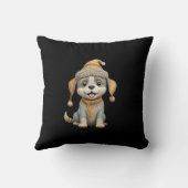 Coussin Chien mignon avec vêtements d'hiver (Verso)