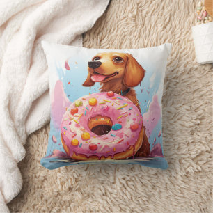 Coussin chien mignon dachshund avec beigne