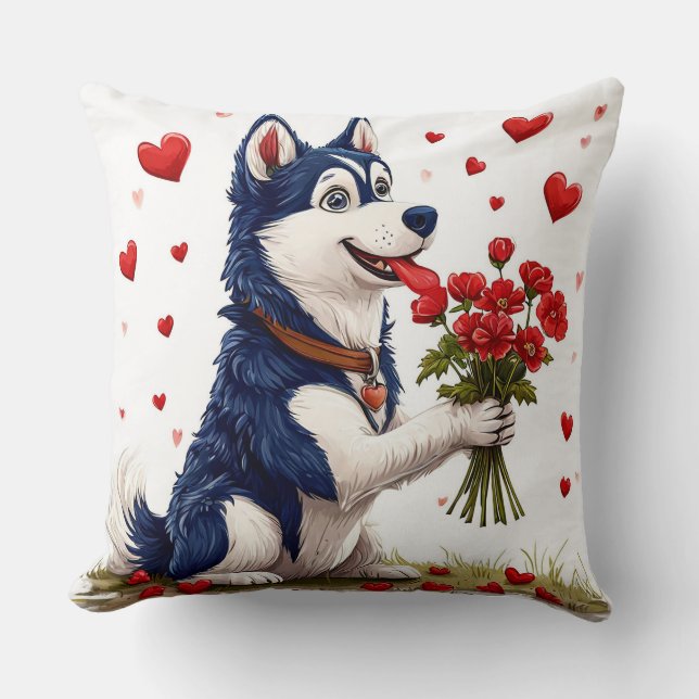 Coussin Chien mignon de la Saint-Valentin (Recto)