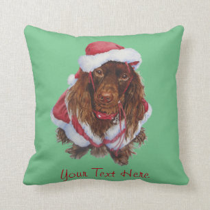 Coussin Chien mignon espagnol habillé pour Noël