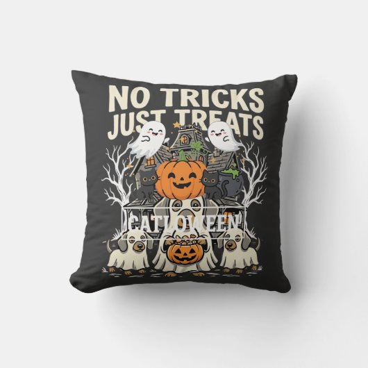 Coussin Chien Mignon Halloween Pas de Farces Rien que des (Recto)