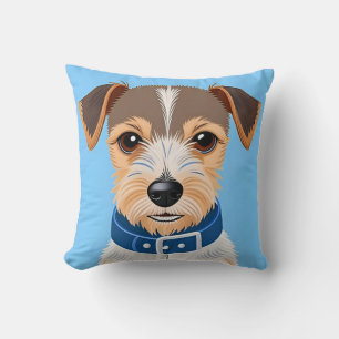 Coussin Chien mignon portant un collier bleu