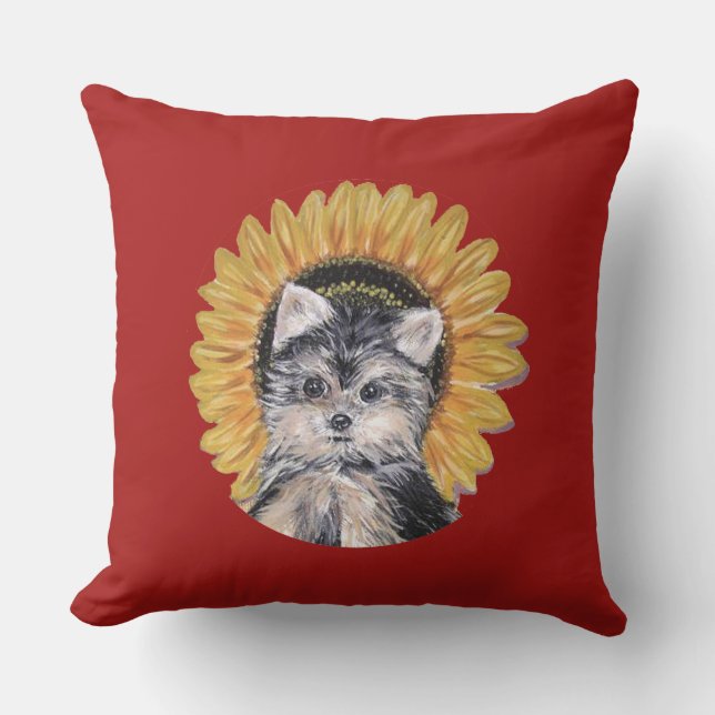 Coussin Chien mignon Yorkshire Terrier (Recto)