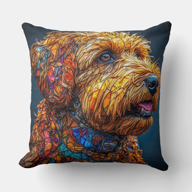 Coussin Chien Mosaïque Coloré (Recto)