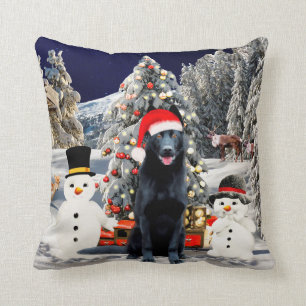 Coussin Chien noir allemand Shepherd feux Casquette de Noë