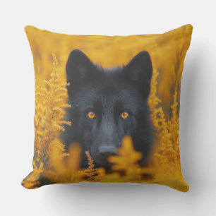 Coussin Chien noir aux yeux d'or étonnants