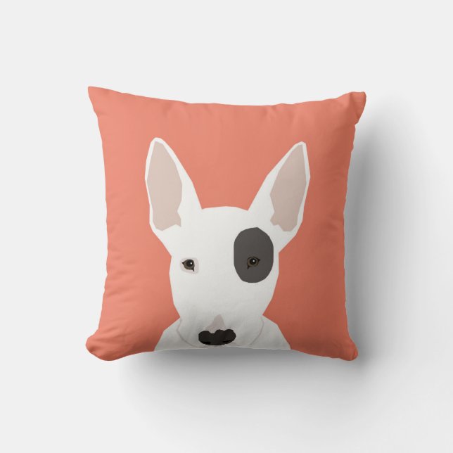 Coussin Chien noir et blanc de taureau terrier (Recto)