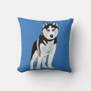 Coussin Chien noir et blanc Husky