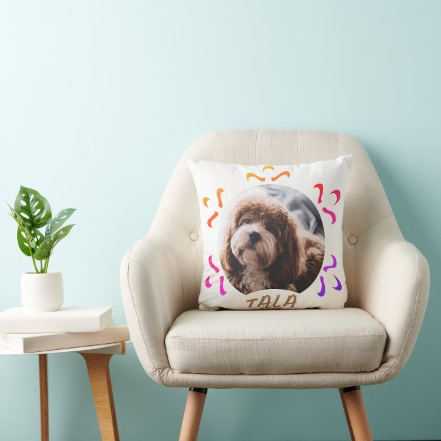 Coussin Chien Nom de l'animal de compagnie Photo Flocon de (Chaise)