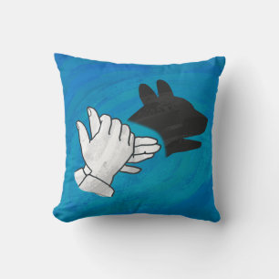 Coussin Chien Ombré sur bleu
