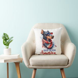 Coussin Chien Patriotique - Doberman