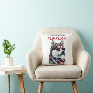 Coussin Chien Patriotique-Husky