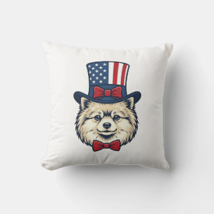 Coussin Chien Patriotique Tête Gravure Vintage Design Vect