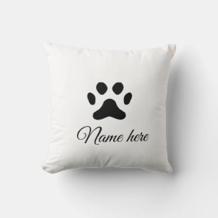 Coussin Chien patte noir animal ajouter nom texte animal p