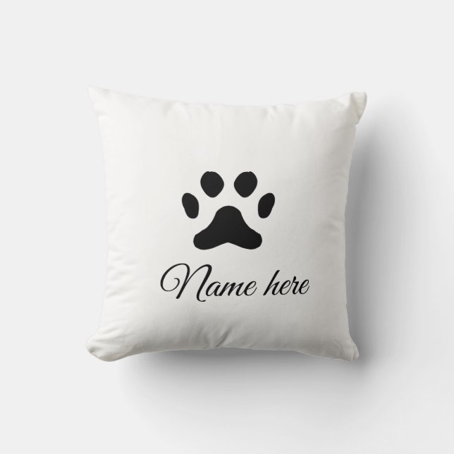 Coussin Chien patte noir animal ajouter nom texte animal p (Recto)