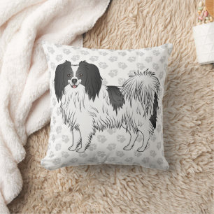 Coussin Chien Phalène Noir Et Blanc Sur Empreintes de patt