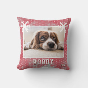 Coussin Chien Photo Nom de l'animal de compagnie Snowflake