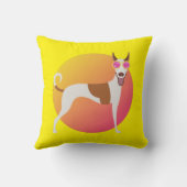 Coussin Chien podenco jaune et rose avec lunettes de solei (Verso)