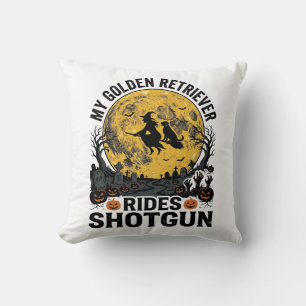 Coussin Chien Retriever Doré Roule en Fusil de Chasse Art