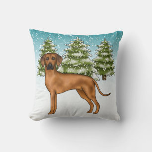 Coussin Chien Rhodesian Ridgeback Lion Chien Forêt enneigé