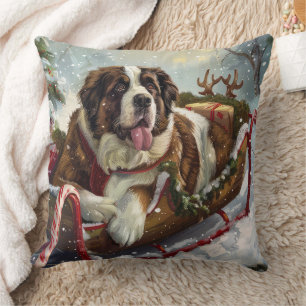 Coussin Chien Saint-Bernard Noël Festif